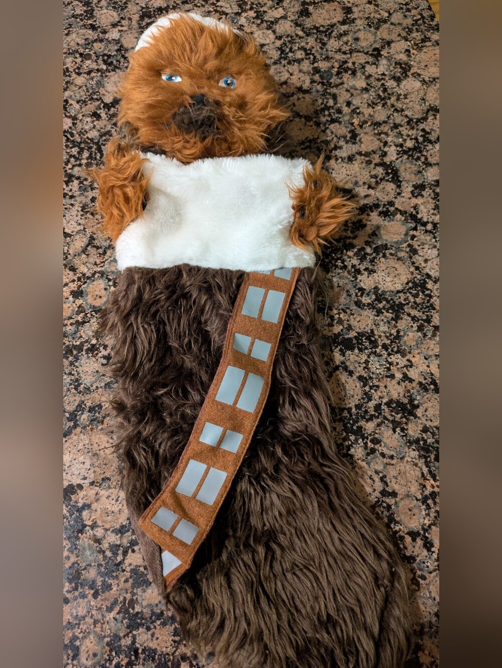 Kurt Adler Chewbacca Furry Brown and White Holiday Stocking